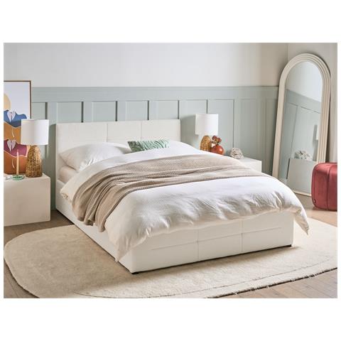 Letto Contenitore Bouclé Massognes 140 X 200 Cm Bianco Sporco - Foto 1