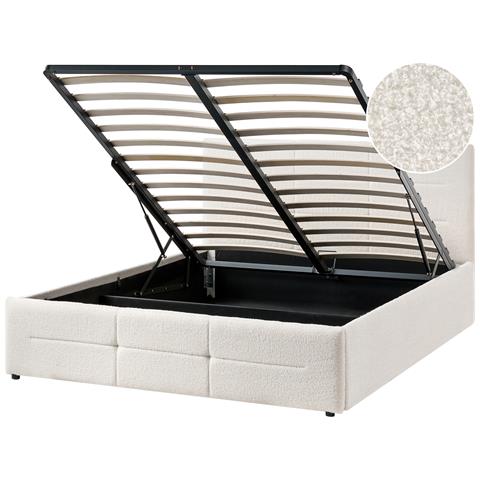 Letto Contenitore Bouclé Massognes 140 X 200 Cm Bianco Sporco - Foto 2