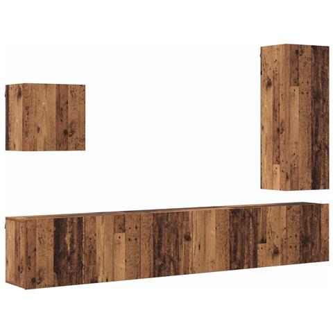 Unità TV da Parete 5 pcs Legno vecchio Legno multistrato - Foto 1