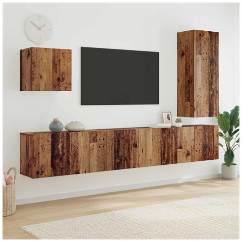 Unità TV da Parete 5 pcs Legno vecchio Legno multistrato - Foto 2