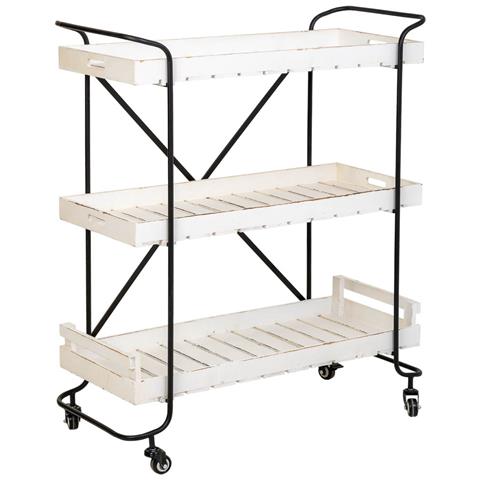 Carrello In Legno Bianco Con 3 Vassoi 89x38x110h Cm - Foto 1
