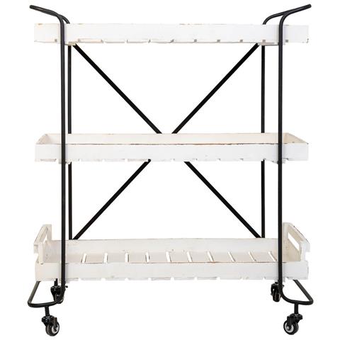Carrello In Legno Bianco Con 3 Vassoi 89x38x110h Cm - Foto 2