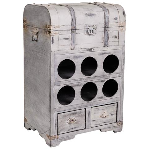 Baule Portabottiglie In Legno Grigio 41x30x64h - Foto 1