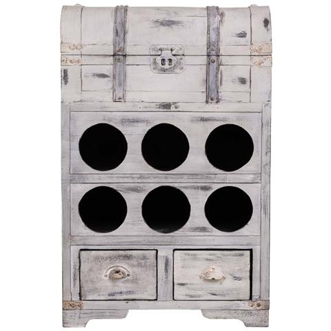 Baule Portabottiglie In Legno Grigio 41x30x64h - Foto 2