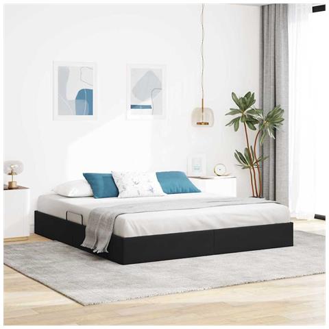 Letto con Contenitore con materasso Nero 180 x 200 cm Velluto - Foto 2