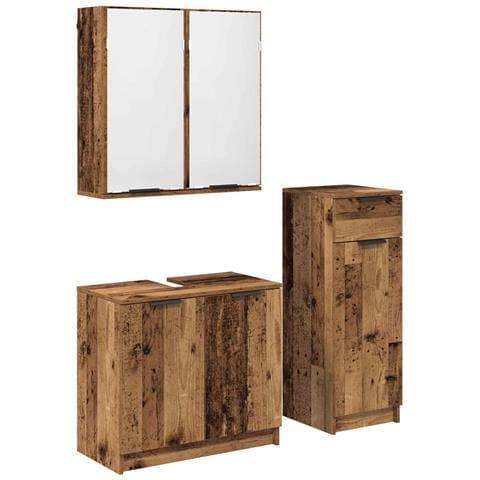 Set di mobili per il bagno con cassetto 3 pcs Legno vecchio - Foto 1