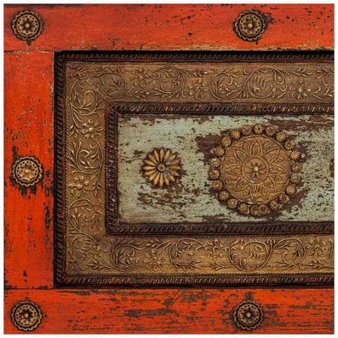 Tavolino Artigianale In Legno Rosso 100x100x47h Cm - Foto 8