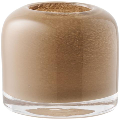 Portacandela In Vetro Soffiato A Bocca Marrone Ø8x7,5 Cm — Vikasa Home - Foto 1