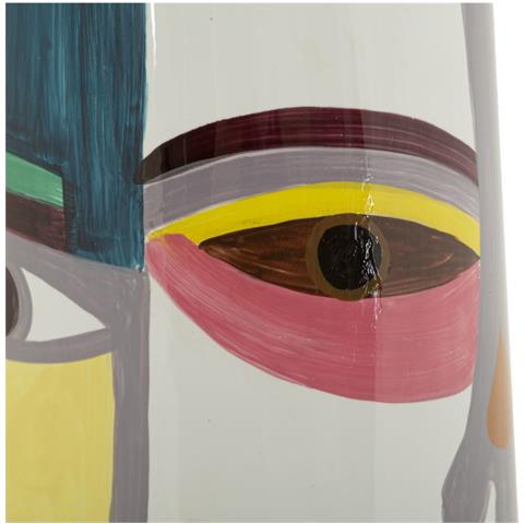 Vaso Piccassy Color Tall In Ceramica Con Volto Cubista Dipinto A Mano - Foto 2