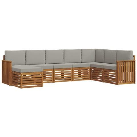 Set divani con cuscino 8 pcs Grigio Naturale e Chiaro - Foto 1