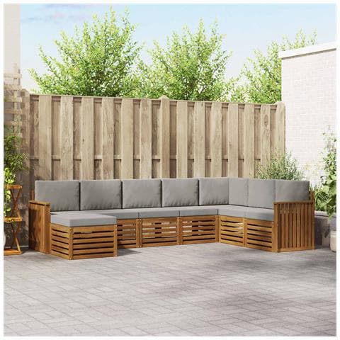 Set divani con cuscino 8 pcs Grigio Naturale e Chiaro - Foto 2