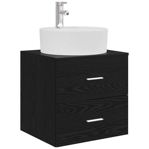 Mobile Lavabo da Parete Rovere Nero 49,5 x 44,5 x 65 cm - Foto 1