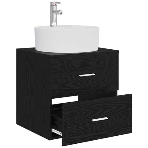 Mobile Lavabo da Parete Rovere Nero 49,5 x 44,5 x 65 cm - Foto 2