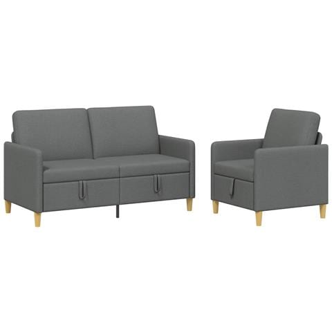 Set di Divani con Storage 2 pcs Grigio Scuro Poliestere - Foto 1