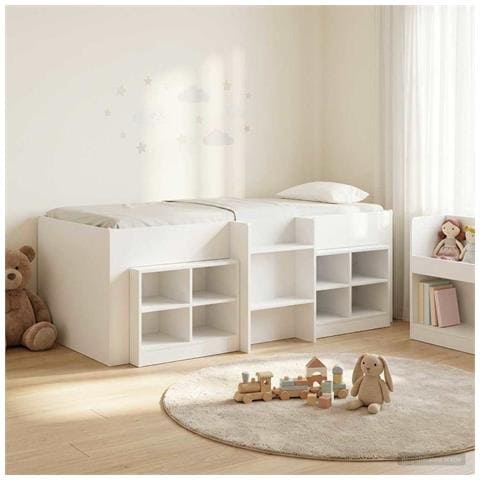Struttura Letto Loft con Mobile 3 pcs Bianco Legno multistrato - Foto 2