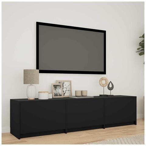 Mobile TV con LED Nero 165 x 34 x 40 cm Legno ingegnerizzato - Foto 2