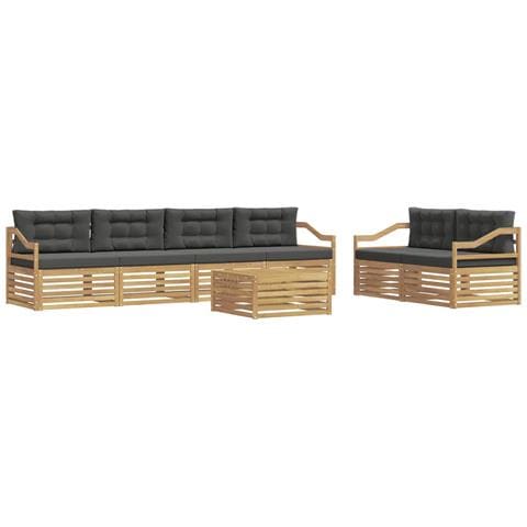 Set di divani da esterno 7 pcs Bianco e Antracite Poliestere - Foto 1