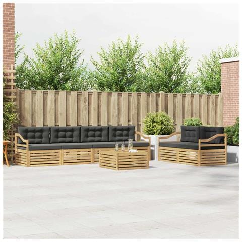 Set di divani da esterno 7 pcs Bianco e Antracite Poliestere - Foto 2