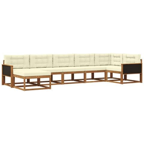 Set di divani da esterno con cuscino 7 pcs Naturale e Crema - Foto 1