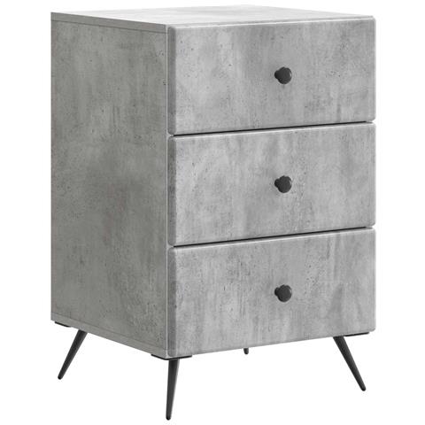 Armadio da Notte con cassetto Grigio Cemento 43 x 41 x 66,5 cm - Foto 1