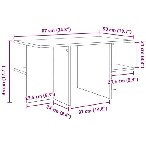 Tavolino da salotto Quercia Affumicata 87 x 50 x 45 cm - Foto 9