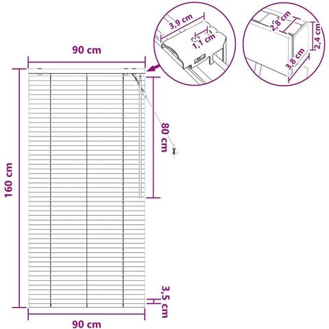 Tenda Veneziana Marrone Scuro 90 x 160 cm 35 mm - Foto 9