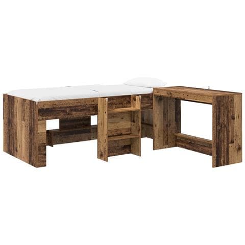 Struttura del Letto con Scrivania 2 pz Legno antico - Foto 1