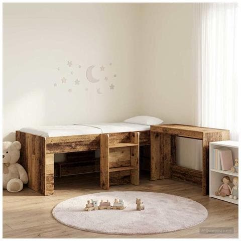 Struttura del Letto con Scrivania 2 pz Legno antico - Foto 2