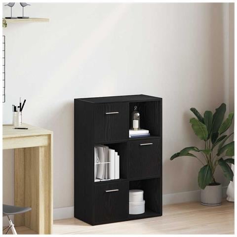 Libreria /Divisorio per ambienti Rovere Nero 60,5x30x90 cm in Legno Multistrato - Foto 2