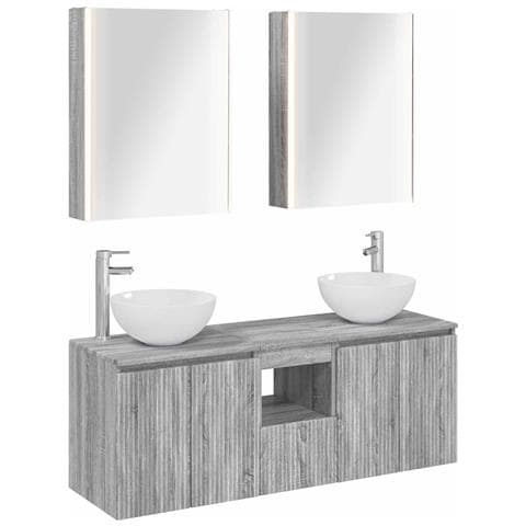 Set di Armadi da Bagno 5 pcs Sonoma grigio 53 x 15,5 x 70 cm - Foto 1