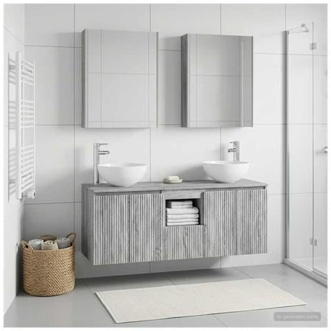 Set di Armadi da Bagno 5 pcs Sonoma grigio 53 x 15,5 x 70 cm - Foto 2