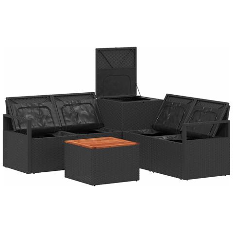 Set di divani 6 pz Nero Rattan sintetico e Acciaio - Foto 10