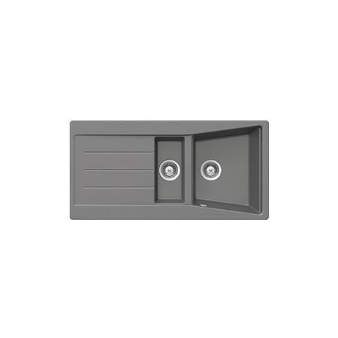 LS102T Serie Cristalite Lavello da incasso Sintetico con 1 Vasca e 1 Vaschino Dimensioni 100 x 50 cm Colore Titanio - Foto 1