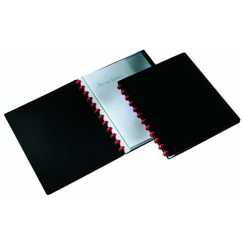 Portalistino f. to A4 ad anelli con copertina rigida dotato di 20 buste rimovibili, ideale per presentazioni professionali. Le buste possono essere aggiunte o rimosse facilmente grazie al comodo inserimento a pressione. - Foto 1