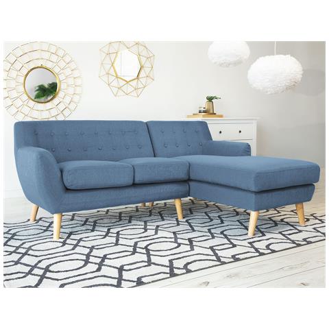 Divano Angolare Con Penisola In Tessuto Blu Motala - Foto 41