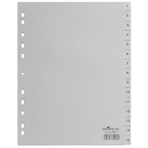 652410 - Divisorio Con Tasti Prestampati 1-15, F. to A4 Verticale, 15 Tasti, Foratura Universale, Grigio - Foto 3