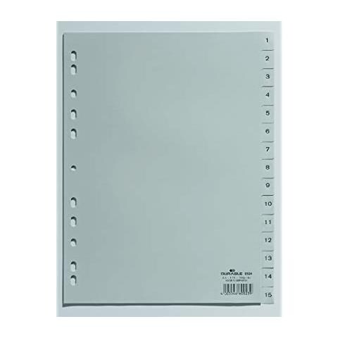 652410 - Divisorio Con Tasti Prestampati 1-15, F. to A4 Verticale, 15 Tasti, Foratura Universale, Grigio - Foto 2