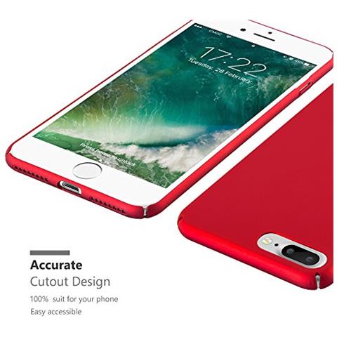 Custodia Compatibile Con Apple Iphone 8 Plus / Iphone 7 Plus / Iphone 7s Plus In Rosso Metallo - Hard Case Coperchio Protettivo In Look Metallico Contro I Graffi E Gli Urti - Foto 2