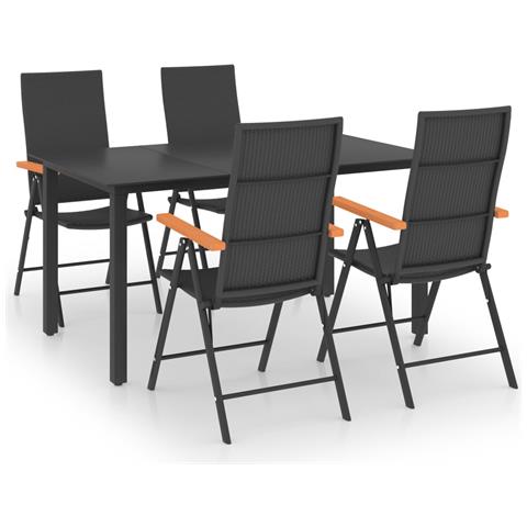Set Da Pranzo Da Giardino 5 Pz Nero E Marrone - Foto 1