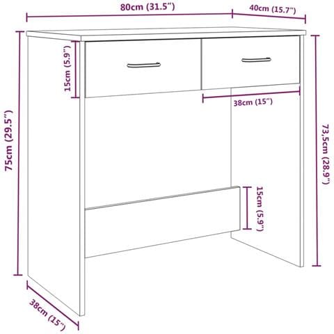 Scrivania Rovere Marrone 80x40x75 Cm In Legno Multistrato - Foto 2