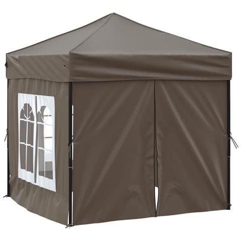 Tenda Per Feste Pieghevole Con Pareti Laterali Tortora 2x2 M - Foto 9