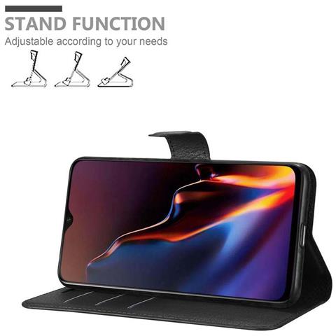 Custodia Compatibile Con Oneplus 6t In Nero Carbone - Coperchio Protettiva Con Chiusura Magnetica, Funzione Stand E Tasca Per Le Carte - Foto 2