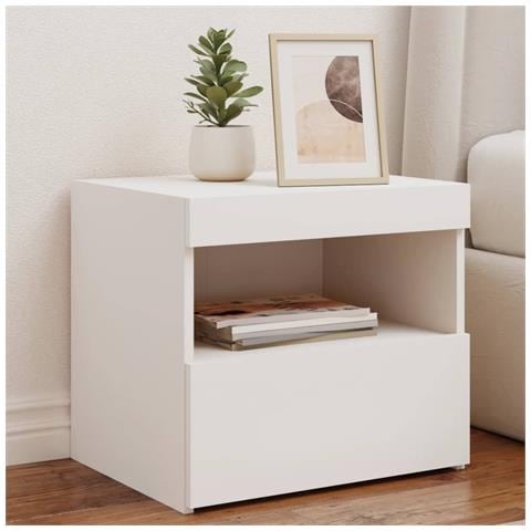 Comodini Con Luci Led 2pz Bianchi 50x40x45 Cm - Foto 1