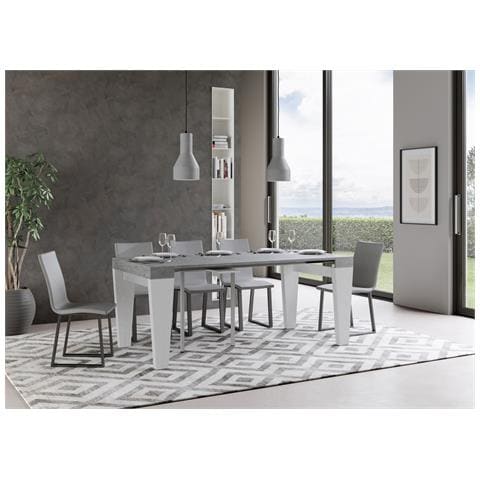 Consolle Allungabile 90x40/300 Cm Spimbo Mix Piano Bianco Frassino - Cemento /bianco Frassino - Foto 2