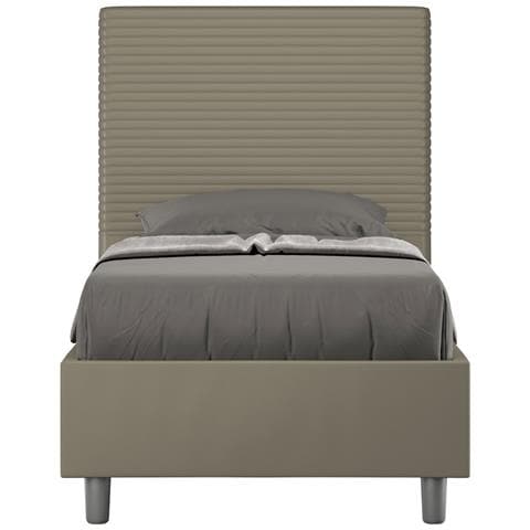 Letto Contenitore Imbottito 90x190 Similpelle Cappuccino Focus - Foto 1