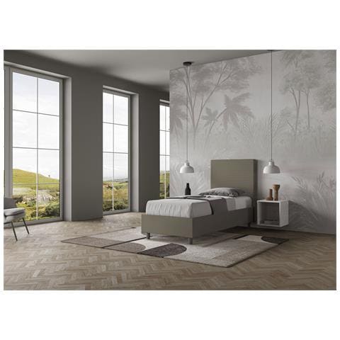 Letto Contenitore Imbottito 90x190 Similpelle Cappuccino Focus - Foto 4