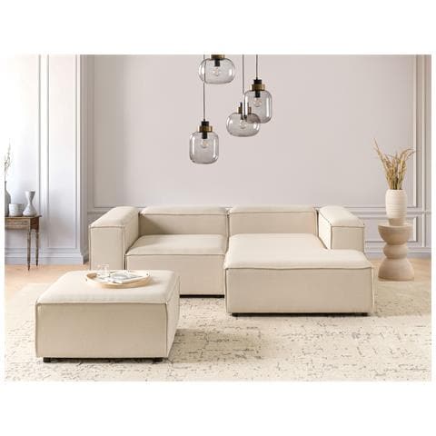 3 Posti Ardal Tessuto Beige Con Ottomana Lato Sinistro - Foto 1