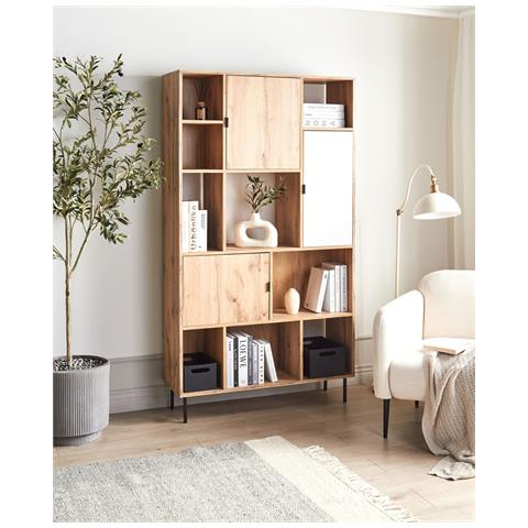 Mobile Con 5 Ripiani Amos 185 Cm Marrone Chiaro - Foto 1