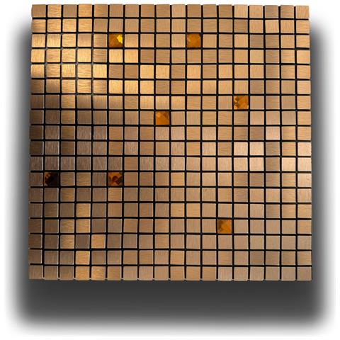 Top! Piastrella Autoadesiva In Vero Alluminio Con Inserti  In Vetro  30x30cm (sp. 3mm) Color Rame - Foto 1