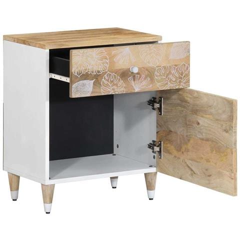 Comodino 50x33x60 Cm In Legno Massello Di Mango - Foto 3